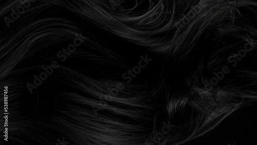 Super slow motion of wavy black hair in detail. Filmed on high speed cinema camera, 1000 fps.