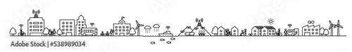 SDGsをイメージしたシンプルな街のイラスト