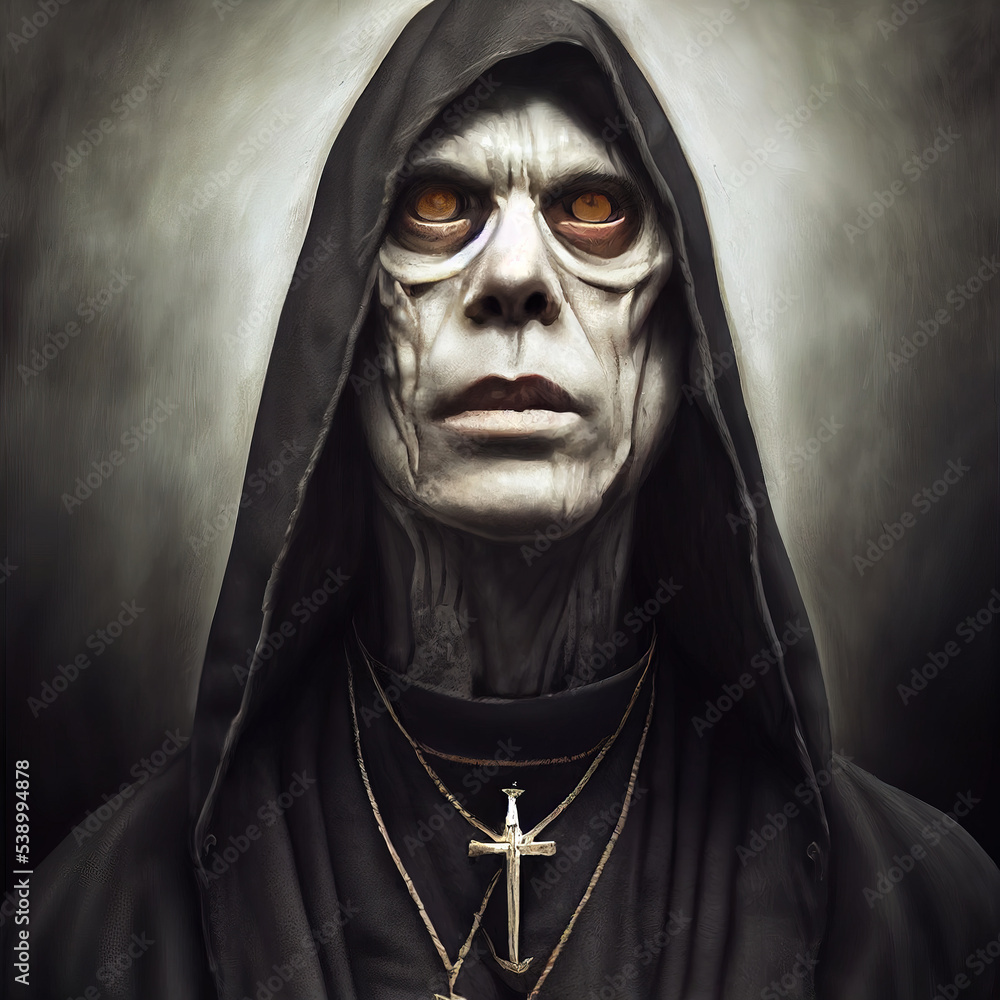 Dark Priest Nun Horror Character 3D Illustration Dark Priest Nun Horror Character 3D Illustration