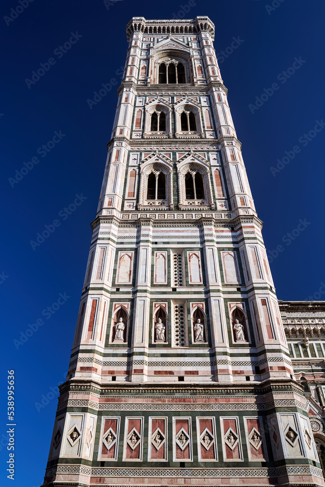 medieval bell tower of the Cathedral of Santa Maria del Fiore in the city of Florence