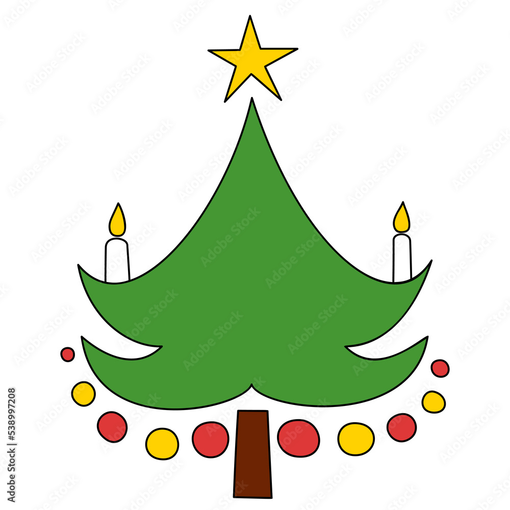 Vector Christmas tree, pines for greeting cards, invitations, banners, web. Winter holiday. Icons collection.