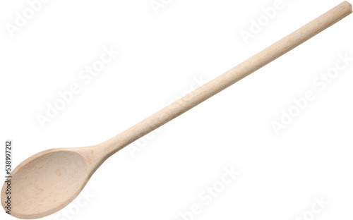 Single wooden spoon isolated on white background
