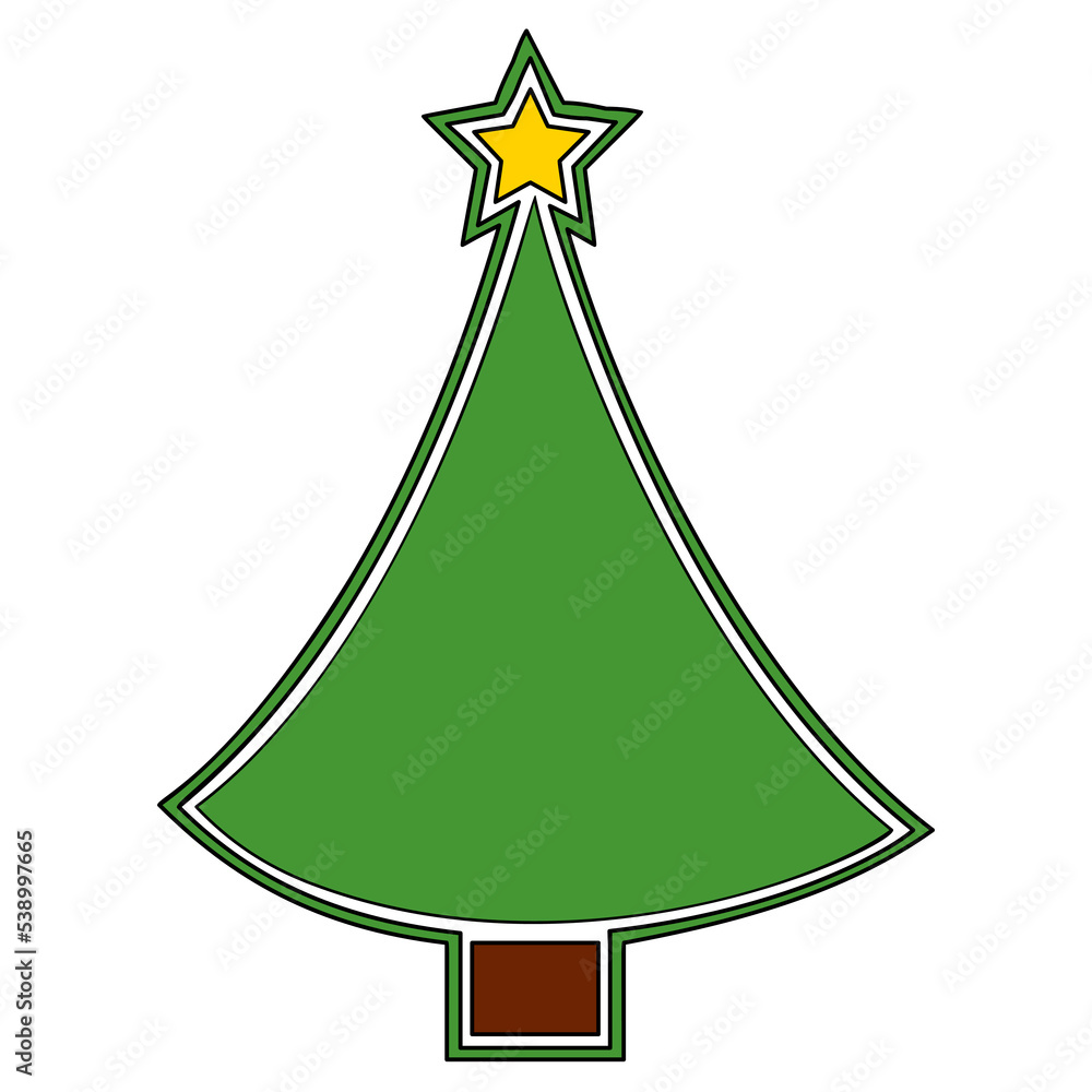 Vector Christmas tree, pines for greeting cards, invitations, banners, web. Winter holiday. Icons collection.