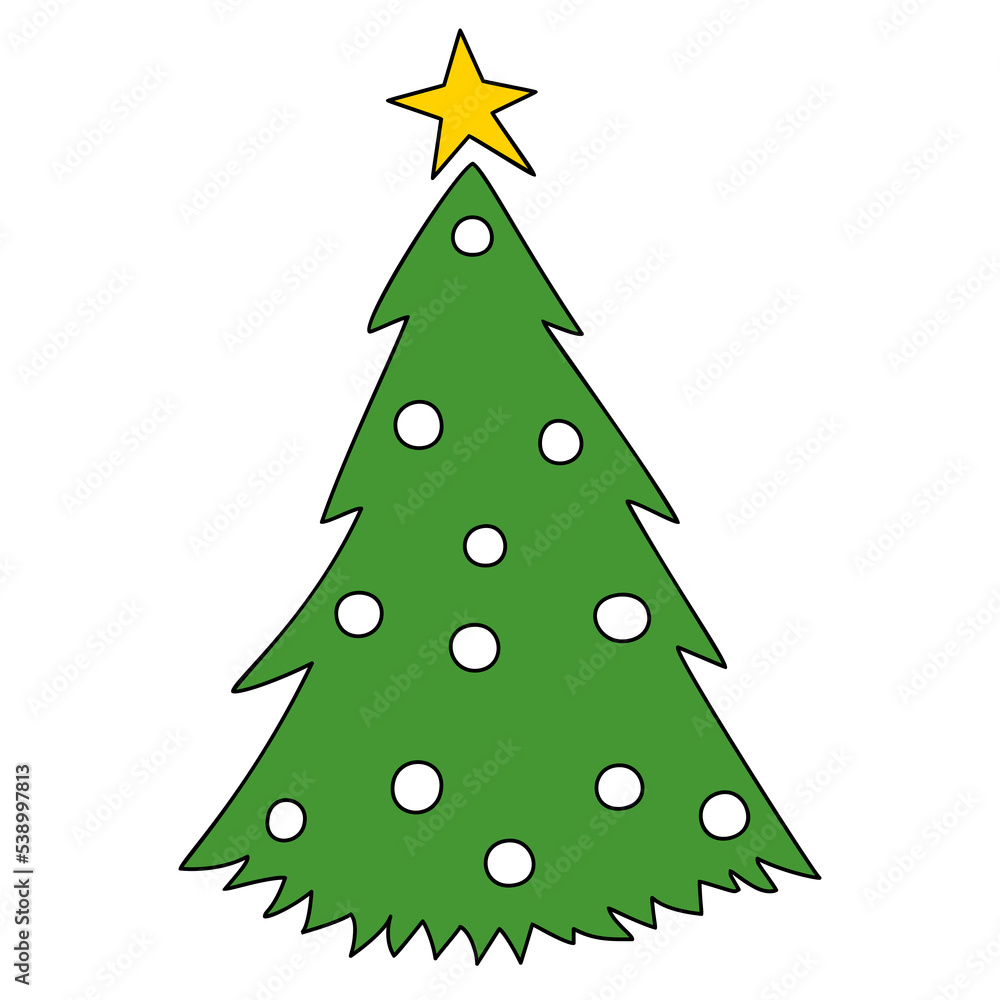 Vector Christmas tree, pines for greeting cards, invitations, banners, web. Winter holiday. Icons collection.