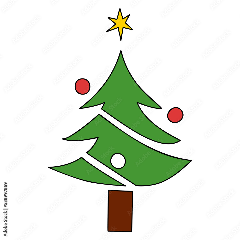 Vector Christmas tree, pines for greeting cards, invitations, banners, web. Winter holiday. Icons collection.