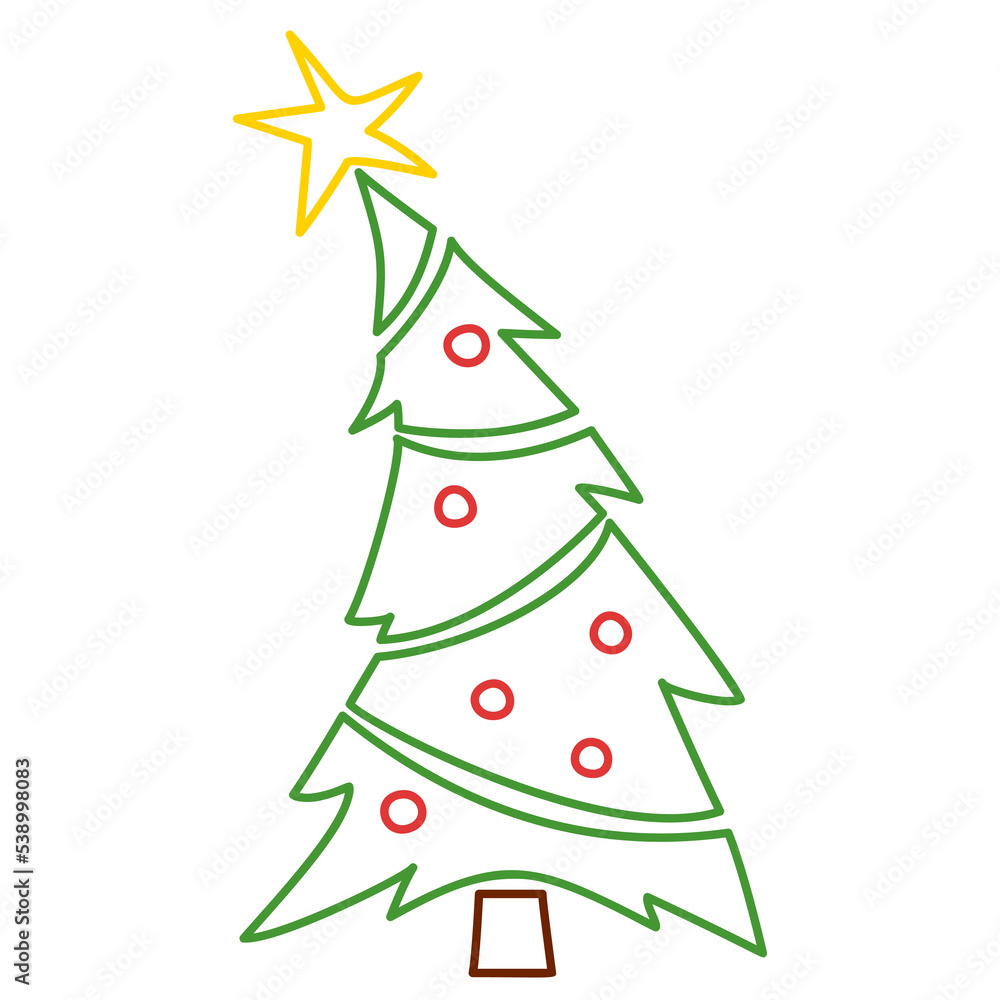 Vector Christmas tree, pines for greeting cards, invitations, banners, web. Winter holiday. Icons collection.