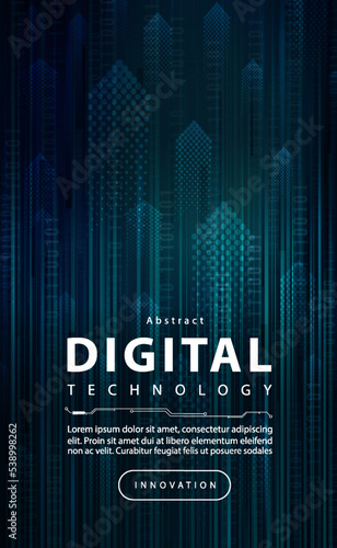 Digital technology banner green blue background, cyber technology circuit, abstract binary tech, innovation future data, internet network, Ai big data, futuristic wifi connection, illustration vector