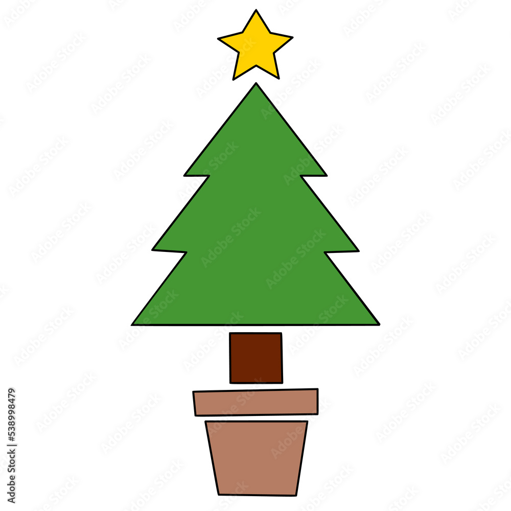 Vector Christmas tree, pines for greeting cards, invitations, banners, web. Winter holiday. Icons collection.
