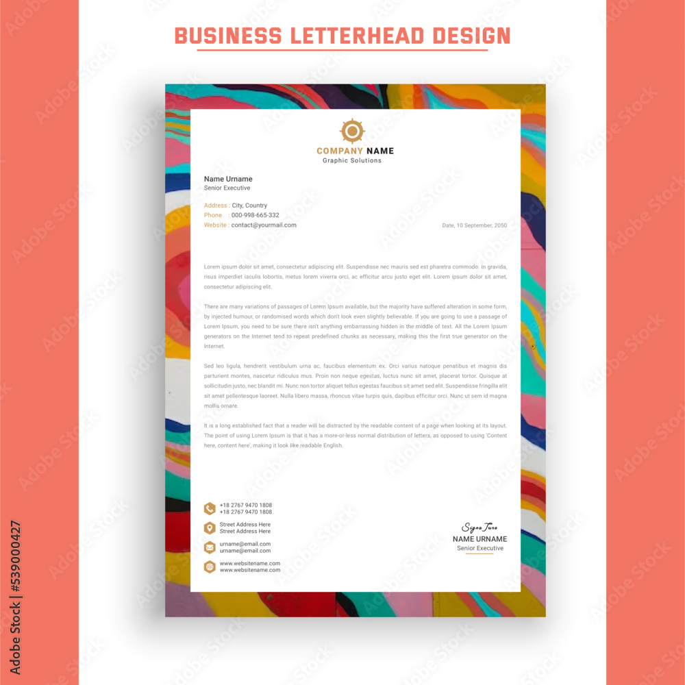 Company letterhead template for business identity. Clean and professional corporate company business letterhead template design. Company letterhead template for business identity. Clean and professional corporate company business letterhead template design.