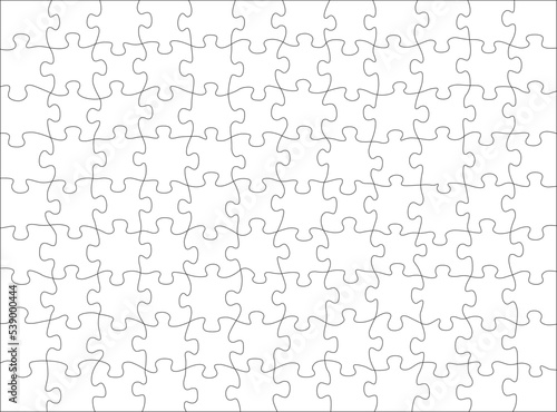 Jigsaw puzzle template. Picture parts matching game empty wallpaper or texture, intellectual challenge solve concept blank vector background or pattern. Puzzle mosaic backdrop or pattern