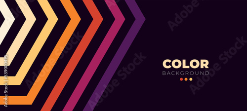 Abstract 1970's background design in futuristic retro style with colorful lines. Abstract simple colorful striped lines in retro style. colorful line dark background design.  Vector illustration. 