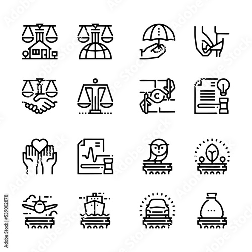 Simple Set of Court Related Vector Line Icons. Contains such Icons as Hammer, Justice, Lawyer and more. Editable Stroke.