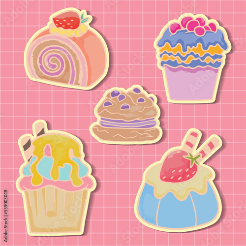 Food sweets bakery and  cupcake icons set vector illustration