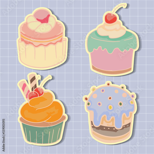 Food sweets bakery and  cupcake icons set vector illustration