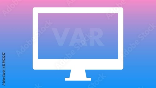 Video assistant referee VAR icon blinking for goal check