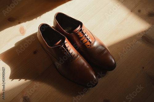 grooms pair of leather shoes