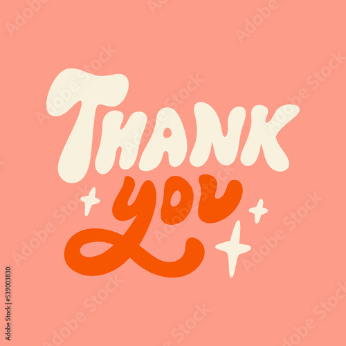 Thank you groovy hippie lettering comic font type dope style, freaky trippy funky text. Underground sixties retro inspired psychedelics typographic art print. Perfect for t-shirt, hoodie, pillows