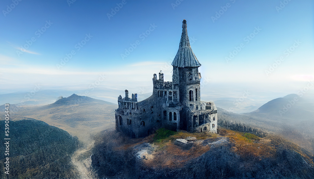 Gothic palace on the mountain.