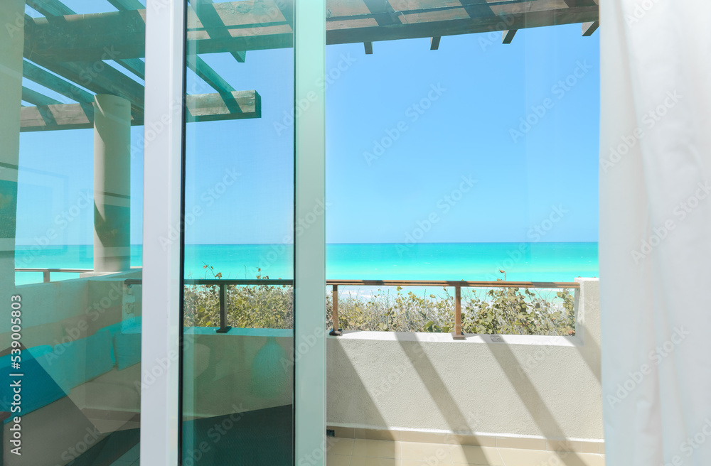 stunning magnificent view from the room on a beautiful tranquil turquoise ocean at Cuba Cayo Santa maria beach