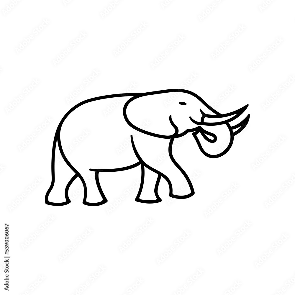 Line art Elephant Logo Design Vector Illustration