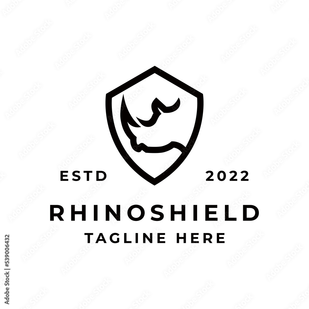 Shield Emblem Rhino Head Logo Design Vector Shield Emblem Rhino Head Logo Design Vector