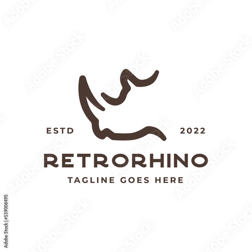 Retro Rhino Head Logo Design Vector