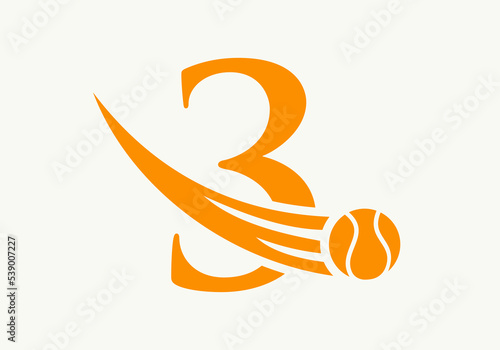 Letter 3 Tennis Logo Design Template. Tennis Sport Academy Sign, Club Symbol