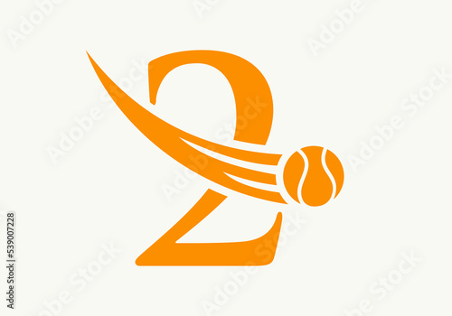 Letter 2 Tennis Logo Design Template. Tennis Sport Academy Sign, Club Symbol