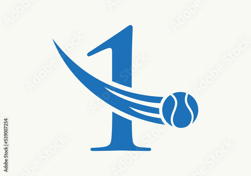 Letter 1 Tennis Logo Design Template. Tennis Sport Academy Sign, Club Symbol