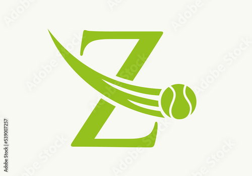 Letter Z Tennis Logo Design Template. Tennis Sport Academy Sign, Club Symbol