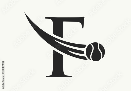 Letter F Tennis Logo Design Template. Tennis Sport Academy Sign, Club Symbol