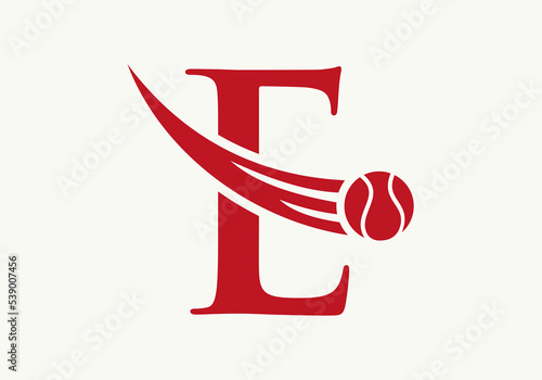 Letter E Tennis Logo Design Template. Tennis Sport Academy Sign, Club Symbol