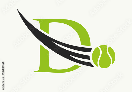 Letter D Tennis Logo Design Template. Tennis Sport Academy Sign, Club Symbol
