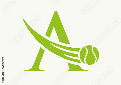 Letter A Tennis Logo Design Template. Tennis Sport Academy Sign, Club Symbol