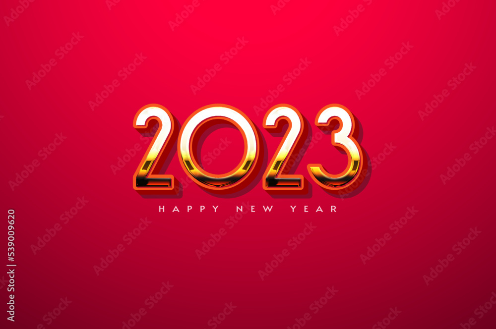 happy new year 2023 with shiny gold numbers