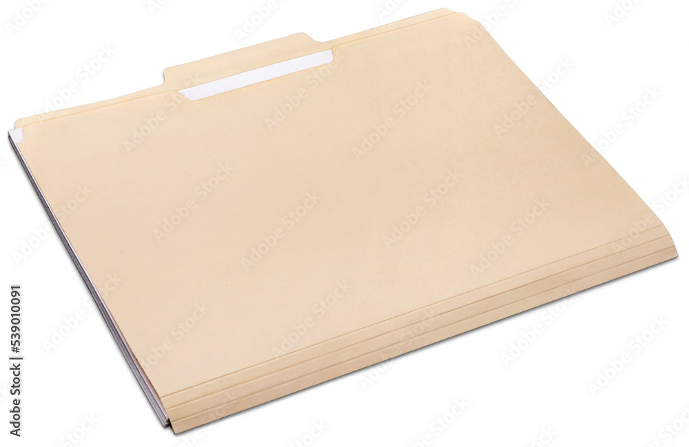 Manila folder with some documents in it. on a white background Manila folder with some documents in it. on a white background