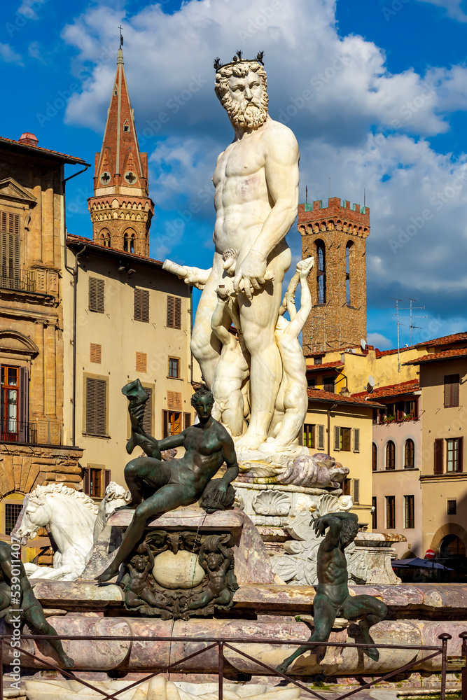 Neptune fountain on Signoria square, Florence, Italy