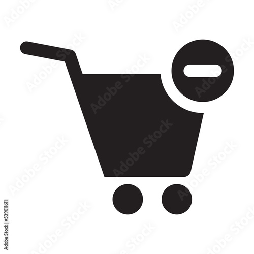 Shopping Basket Remove icon vector design template in black color isolated sign on white background