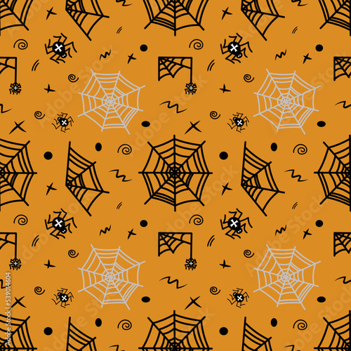 seamless pattern with web and spiders