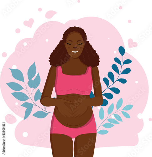 Pregnant woman in pink underwear