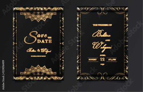 luxury elegant wedding invitation template design set