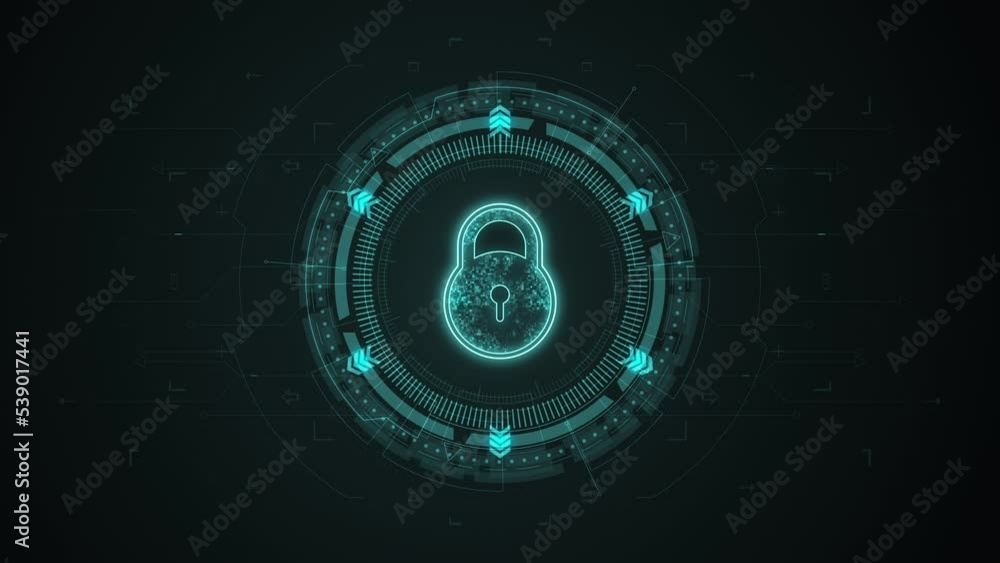 Motion graphic of Blue digital security key logo with rotation HUD UI circle technology interface and futuristic elements abstract background network secure concepts Motion graphic of Blue digital security key logo with rotation HUD UI circle technology interface and futuristic elements abstract background network secure concepts