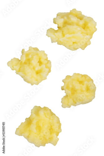 Mushed potato in a bowl on a white isolated background