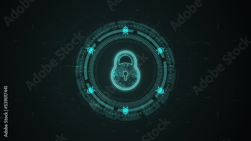 Wallpaper Mural Motion graphic of Blue digital security key logo with rotation HUD UI circle technology interface and futuristic elements abstract background network secure concepts Torontodigital.ca