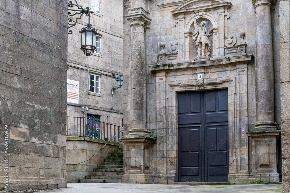 Santiago de Compostela, Galicia, Spain; September 17, 2022; Cover of the Church of San Pelayo de Antealtares. Santiago de Compostela, Galicia, Spain; September 17, 2022; Cover of the Church of San Pelayo de Antealtares.