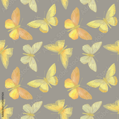 bright watercolor butterflies, seamless pattern, abstract background