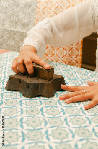 Block Printing On Fabric Rajasthan, India photo