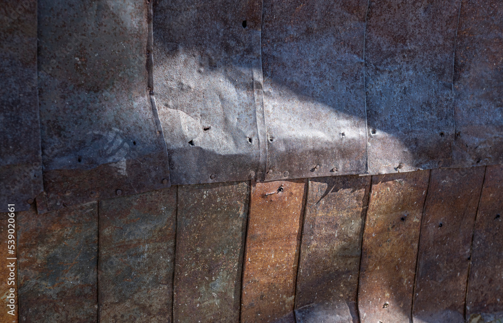 Old Wall Covered with Kerosene Panels, Boone Store, Ghost Town of Bodie Old Wall Covered with Kerosene Panels, Boone Store, Ghost Town of Bodie