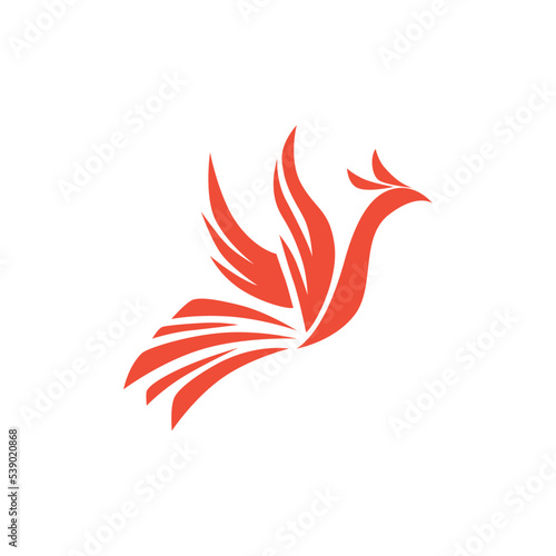 Flying Phoenix Fire Bird abstract Logo design vector template.