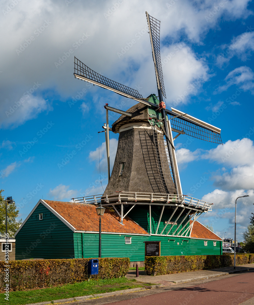 Traditional dutch windmill from 1776 in the city of Zwolle, Province Overijssel, The Netherlands
